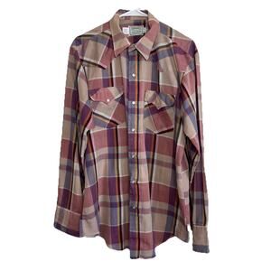 Vintage H BAR C California Ranchwear Plaid Western Button Up Shirt USA Large V16